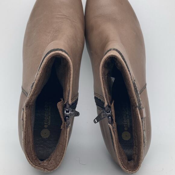 Eric Michael Women's Mocha Brown Zip Up Leather Ankle Boot Bootie Size 39 - Picture 7 of 14